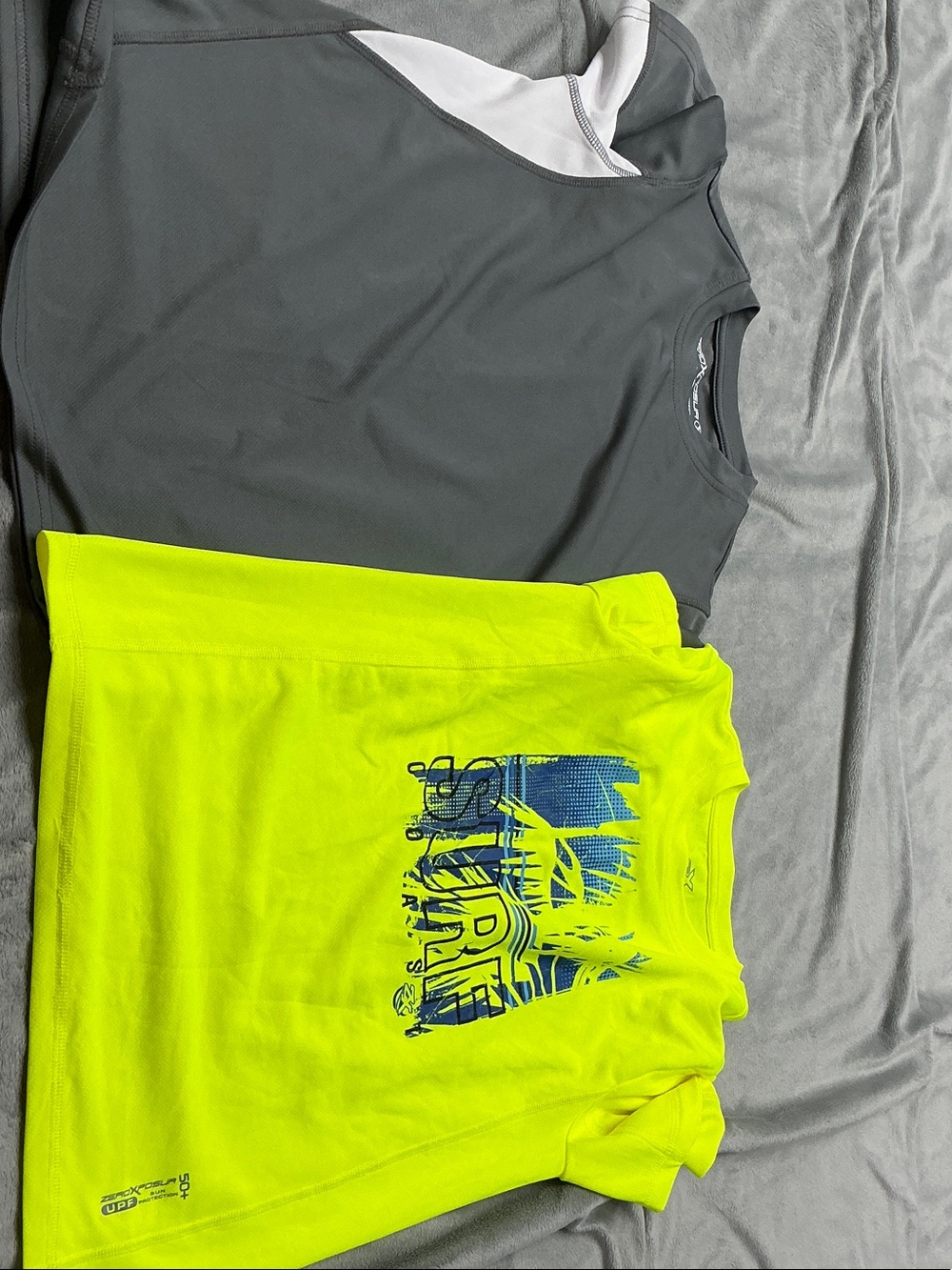 ZeroXposur Kids Swim Rashguards - Gray & Neon Yellow